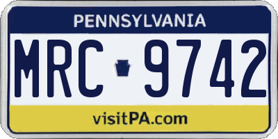 PA license plate MRC9742