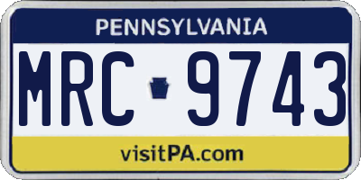 PA license plate MRC9743