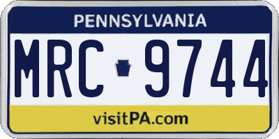 PA license plate MRC9744