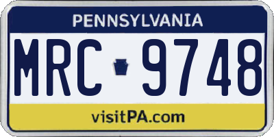 PA license plate MRC9748
