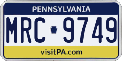 PA license plate MRC9749
