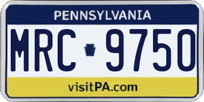 PA license plate MRC9750
