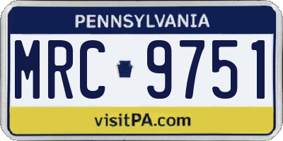 PA license plate MRC9751