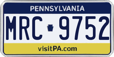 PA license plate MRC9752