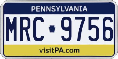 PA license plate MRC9756