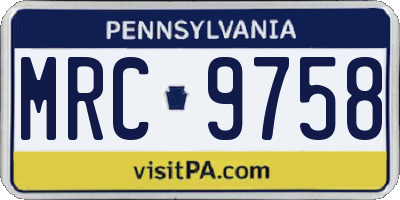 PA license plate MRC9758