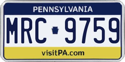 PA license plate MRC9759