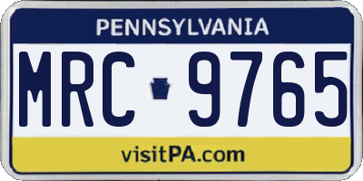 PA license plate MRC9765