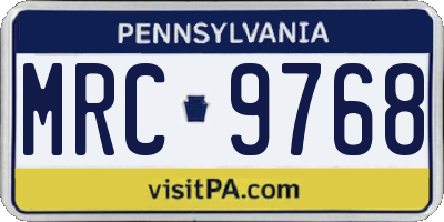 PA license plate MRC9768