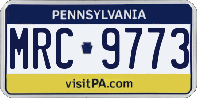 PA license plate MRC9773