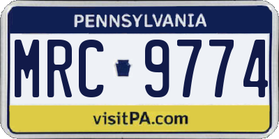 PA license plate MRC9774