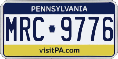 PA license plate MRC9776