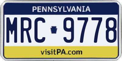 PA license plate MRC9778