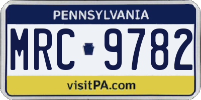 PA license plate MRC9782
