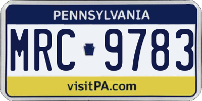 PA license plate MRC9783