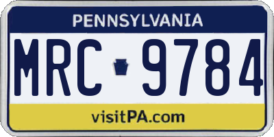 PA license plate MRC9784