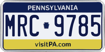 PA license plate MRC9785