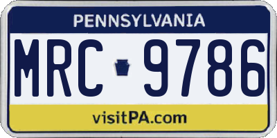 PA license plate MRC9786