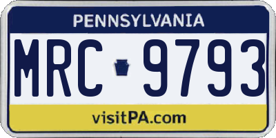 PA license plate MRC9793
