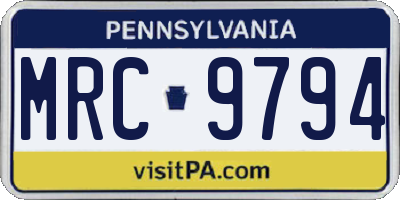 PA license plate MRC9794