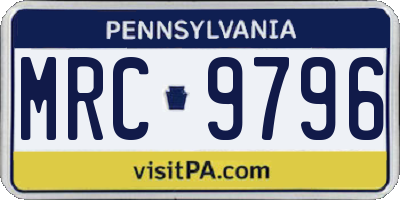 PA license plate MRC9796