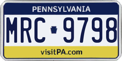 PA license plate MRC9798