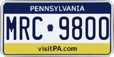 PA license plate MRC9800