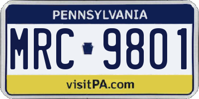 PA license plate MRC9801