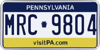 PA license plate MRC9804