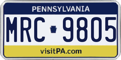 PA license plate MRC9805