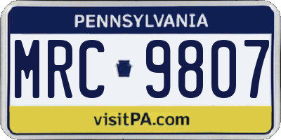 PA license plate MRC9807