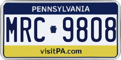PA license plate MRC9808