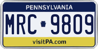 PA license plate MRC9809