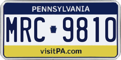 PA license plate MRC9810
