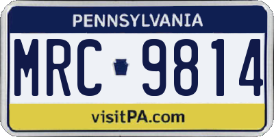 PA license plate MRC9814