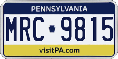 PA license plate MRC9815