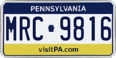 PA license plate MRC9816
