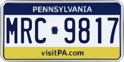 PA license plate MRC9817