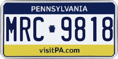 PA license plate MRC9818