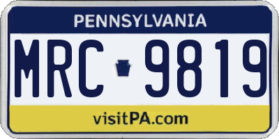 PA license plate MRC9819