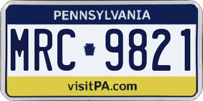 PA license plate MRC9821