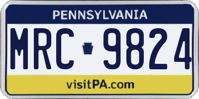 PA license plate MRC9824