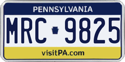 PA license plate MRC9825
