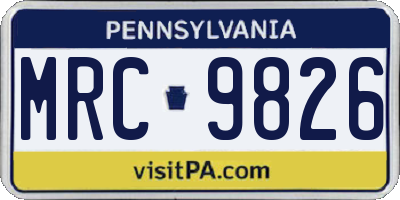 PA license plate MRC9826