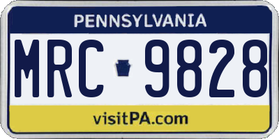PA license plate MRC9828