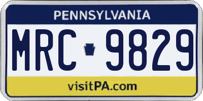 PA license plate MRC9829