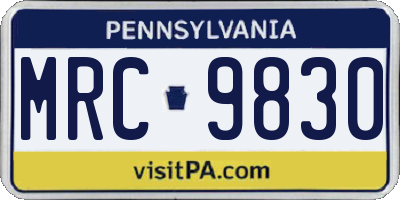 PA license plate MRC9830