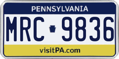 PA license plate MRC9836