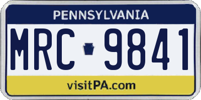 PA license plate MRC9841