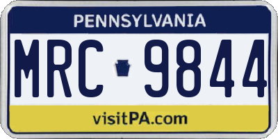 PA license plate MRC9844